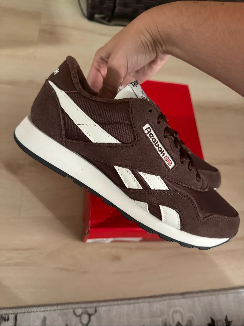 Reebok Classic Brown and White Nylon Sneaker - Picture 1 of 8
